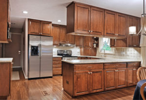 Custom wood cabinets in a modular kitchen